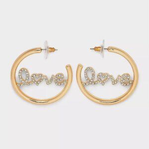 NWT SUGARFIX by BaubleBar "Love Out Loud" Hoop Earrings Gold Bridal Valentines